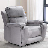 ANJ Recliner Chair with Pullable Cup Holders, Soft Microfiber Plush Modern Reclining Chair for Living Room Single Sofa Home Theater Seating (Light Grey)