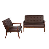Mid Century 1 Loveseat Sofa and 1 Accent Chairs Set Modern Wood Arm Couch and Chair Living Room Furniture Sets …