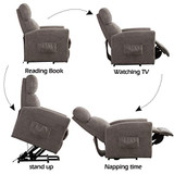 EBELLO Power Lift Chair Assist Recliner for Elderly-Electric Large Lift Recliner Chair with Remote Control, Tall Electric Reclining Sofa, Living Room Home Theater Chair Soft Fabric Lounge, Grey