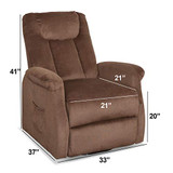 EBELLO Power Lift Chair Assist Recliner for Elderly-Electric Large Lift Recliner Chair with Remote Control, Tall Electric Reclining Sofa, Living Room Home Theater Chair Soft Fabric Lounge, Chocolate