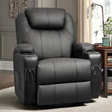 Flamaker Power Lift Recliner Chair PU Leather for Elderly with Massage and Heating Ergonomic Lounge Chair for Living Room Classic Single Sofa with 2 Cup Holders Side Pockets Home Theater Seat (Black)