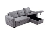 Merax Sleeper Sectional Sofa Contemporary Corner Sectional with Pull-Out Sleeper and Chaise,3 Seat Sectional Sofa with Storage, Dark Gray