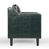 Modern Accent Chair Set of 2 with Arms Single Couch Sofa with Faux Leather for Living Room Office Mid Century Upholstered Armchair Set with Solid Wood Legs (2, Green)