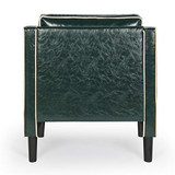 Modern Accent Chair Set of 2 with Arms Single Couch Sofa with Faux Leather for Living Room Office Mid Century Upholstered Armchair Set with Solid Wood Legs (2, Green)