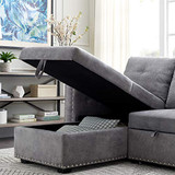 Reversible Sleeper Sectional Sofa -91" Reversible Sleeper Sectional Sofa Nailhead with Storage for Living Room Futon Sofa Bed Couches