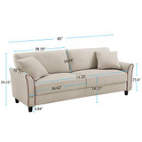 Tribesigns Mid-Century Upholstered 85 Inch Sofa Couch, Modern Linen Fabric Loveseat Couch for Small Space