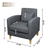 Modern Accent Chairs Set of 2 Fabric Armrest Chair Mid-Century Single Sofa Couch for Bedroom Living Reading Room (Grey Set) Modern Accent Chairs Set of 2 Fabric Armrest Chair Mid-Century Single Sofa Couch for Bedroom Living Reading Room (Grey Set)