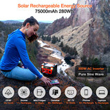 AIMTOM 300-Watt Portable Power Station - 280Wh Battery Powered Generator Alternative with 12V, 24V, AC and USB Outputs - Solar Rechargeable Lithium Backup Power - for Camping Outdoors RV Emergency