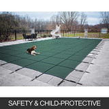 Happybuy Pool Safety Cover 16x32ft Rectangle Inground Safety Pool Cover Green Mesh Solid Pool Safety Cover for Swimming Pool Winter Safety Cover