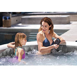 Intex 28439E Greywood Deluxe 4 Person Inflatable Spa Hot Tub with Multi-Color LED Light and Bubble Jets, Grey