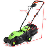 HAPPYGRILL 14-Inch 12 Amp Electric Lawn Mower, Handle Push Corded Lawn Mower with Grass Bag