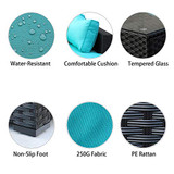 Outdoor Rattan Sectional Sofa - Patio PE Wicker Conversation Furniture Set (9-Piece,Turquoise)
