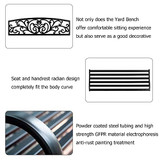 VINGLI 50" Patio Park Garden Bench Outdoor Metal Benches,Cast Iron Steel Frame Chair Front Porch Path Yard Lawn Decor Deck Furniture for 2-3 Person Seat