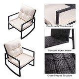 Walsunny 3 Pieces Patio Set Outdoor Wicker Patio Furniture Sets Modern Rocking Bistro Set Rattan Chair Conversation Sets with Coffee Table (Black)