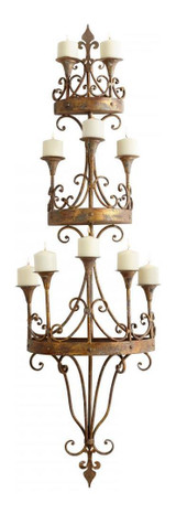 Rustic Bronze Eastnor Wall 64 Inch Tall Iron Candle Holder - Style: 7316750