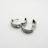 14k White Gold Finish 2.00Ct Round Cut Diamond Huggie Hoop Snap Closure Earrings