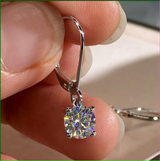 3Ct Round Cut Moissanite Leverback Drop & Dangle Earrings 14K White Gold Finish