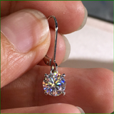 3Ct Round Cut Moissanite Leverback Drop & Dangle Earrings 14K White Gold Finish
