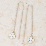Patricia Rhodium Stainless Steel Clover Threaded Drop Earrings