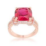 Charlene 6.2ct Ruby CZ Rose Gold Classic Statement Ring
