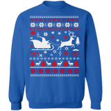 Reindeer Ugly Christmas Sweater Santa Sleigh