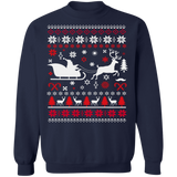 Reindeer Ugly Christmas Sweater Santa Sleigh
