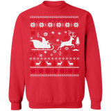 Reindeer Ugly Christmas Sweater Santa Sleigh