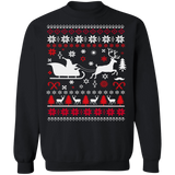 Reindeer Ugly Christmas Sweater Santa Sleigh