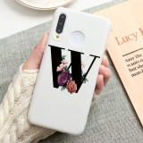 Flower 26 English Name Letters Custom Initial Case For Huawei P Smart Y6 Y7 Y9 Prime 2019 P20 P30 Lite Silicone TPU Cover Fundas
