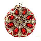 Women's Luxury Elegant Crystal Round Clutch Purse Bag for Evening Wedding Party