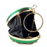 Women's Luxury Elegant Crystal Round Clutch Purse Bag for Evening Wedding Party