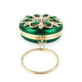Women's Luxury Elegant Crystal Round Clutch Purse Bag for Evening Wedding Party