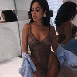 Sheer Lace Transparent Mesh Bodysuit