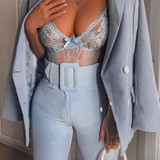 Sheer Lace Transparent Mesh Bodysuit