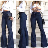 High Waist Bell Bottom Ripped Jeans
