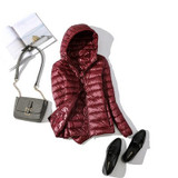 Winter Women Ultralight Thin Down Jacket 90% White Duck Down Hooded Jackets Long Sleeve Warm Coat Parka Female Portable Outwear