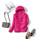 Winter Women Ultralight Thin Down Jacket 90% White Duck Down Hooded Jackets Long Sleeve Warm Coat Parka Female Portable Outwear
