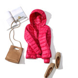 Winter Women Ultralight Thin Down Jacket 90% White Duck Down Hooded Jackets Long Sleeve Warm Coat Parka Female Portable Outwear