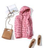 Winter Women Ultralight Thin Down Jacket 90% White Duck Down Hooded Jackets Long Sleeve Warm Coat Parka Female Portable Outwear