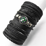 10pcs/set Black Wrap Woven New Fashion Handmade Men Bracelets Male Women Leather Bracelet Men Bangle Wholesale Jewelry Gift