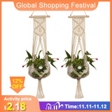 1pc Large-sized  Plant Hanger Basket  Handmade Rope Pots Holder Fine Hemp Rope Net Flower Pot Plant Lanyard