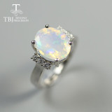 TBJ,2.2ct real Ethiopia Opal Ring oval 9*11mm facet cut natural gemstone fine jewelry 925 sterling silver for women best gift