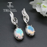 Good quality 925 sterling silver Natural 2.5ct Opal Clasp earring oval cut Ethiopia Opal Jewelry  tbj promotion