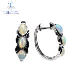 TBJ,vintage style clasp earring natural Ethiopia colorful opal gemstone 925 sterling silver jewelry  for women daily wear gift