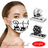 20 PCS Mask Cute Protective Adults Protector Very Funny Cat Prints