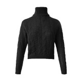 High Collar Sexy Belly Comfortable Knitted Ladies Sweater