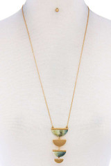 Two Tone Half Circle Pendant Necklace