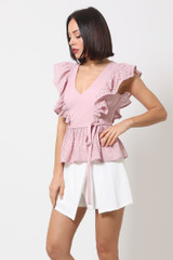 Crotchet Peplum Top W/ Self -front Tie