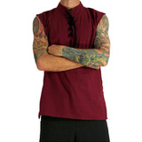 Blanca Fashion Casual Men Lace Up Bandage All-match Stand-up Collar Vest Loose Sleeveless Top