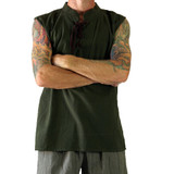 Blanca Fashion Casual Men Lace Up Bandage All-match Stand-up Collar Vest Loose Sleeveless Top